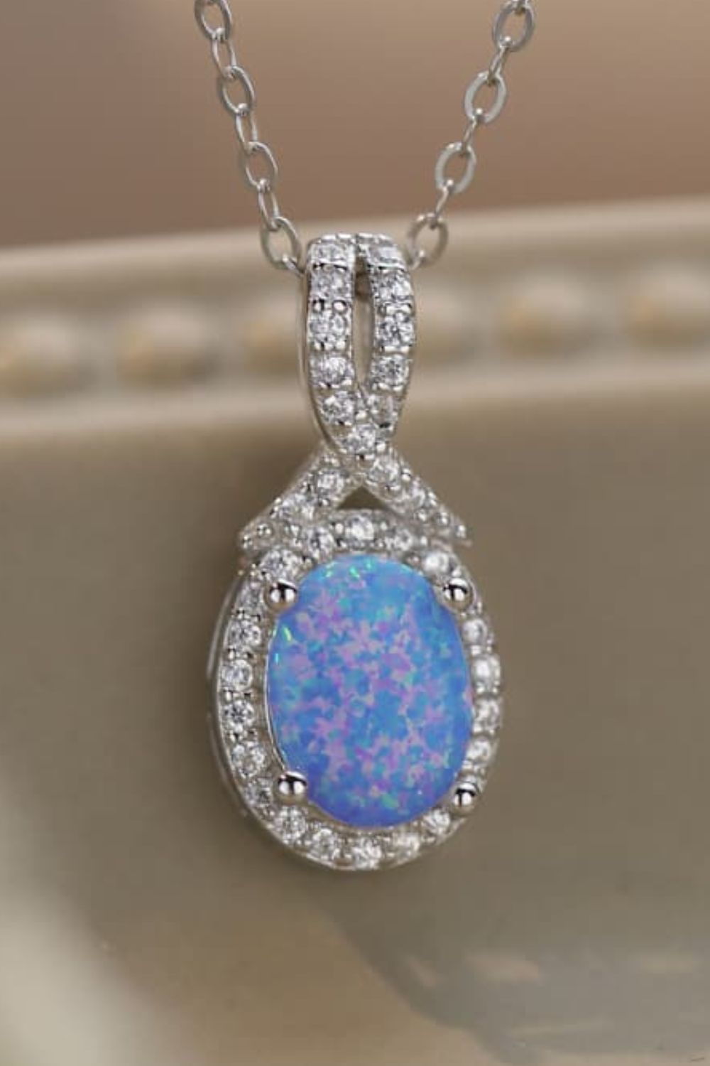 Opal Pendant Necklace With Gift Box