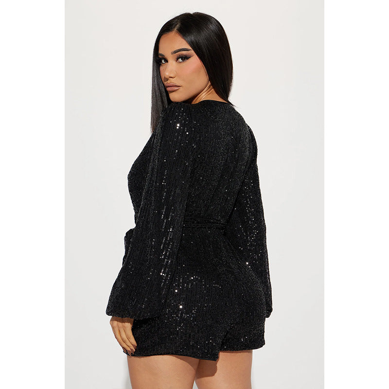 Long Sleeve Sequins Night Out Romper