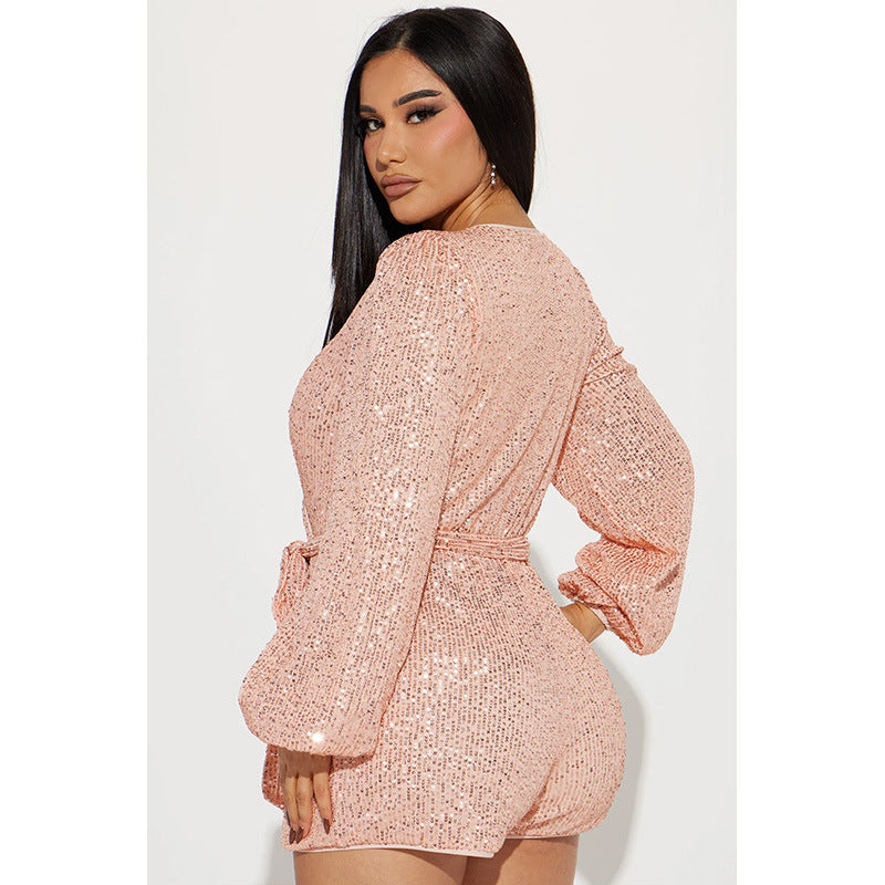 Long Sleeve Sequins Night Out Romper