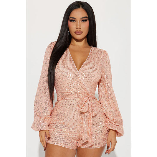 Long Sleeve Sequins Night Out Romper