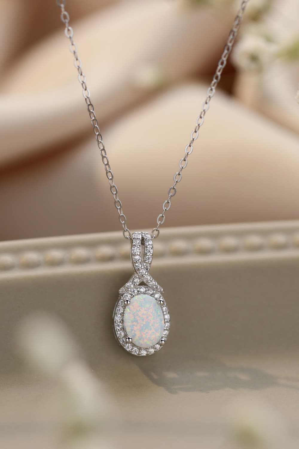 Opal Pendant Necklace With Gift Box