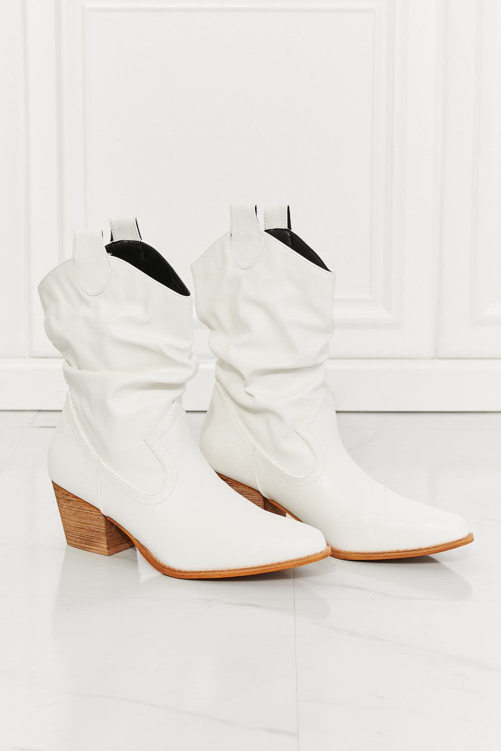 White Scrunch Cowboy Boots