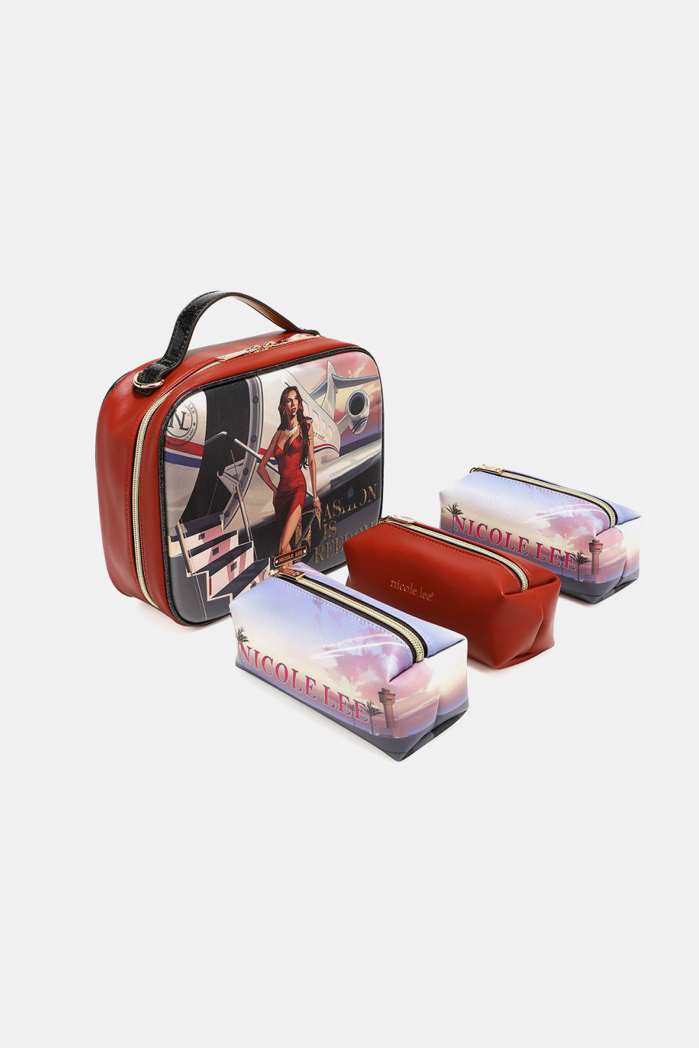 Nicole Lee Printed Handbag with Three Pouches